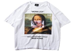 JanuariSnow Summer Hip Hop T Shirt Streetwear Men Funny Mona Lisa Tshirt Cotton Fashion Harajuku Tshirt Short Sleeve Tops Tees Hi5704080