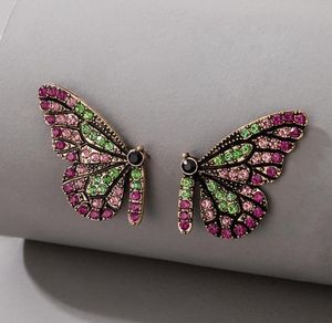 Stud Luxury Colorful Crystal Stone Butterfly örhängen för kvinnor Trendiga Lovely Animal Boho Jewelry Gift Brincos 166062304127