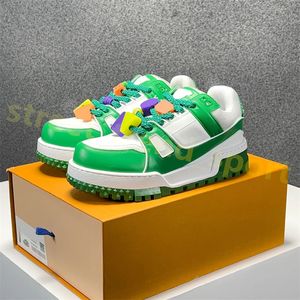 Eğitmen Maxi Spor Sneaker Tasarımcı Ayakkabı Erkek Kadınlar Çok Molor Mürekkep Jet Klasik Kalın Sole Yükseltilmiş Eğitim Ayakkabı Denim Desen Kauçuk Tuval Deri Boyutu4-12 P17