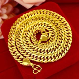 Cuban Chain Sand Gold Necklace Mens Classic Boss Chain Vietnam Gold Whip Necklace Womens Couple Gold Plated Chain