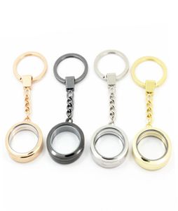 Round Alloy Floating Locket Keychain Magnetc 30mm Glass Locket Keyring Jewelry Accept Customization LSFK026367417