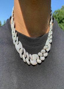 20mm Iced Cuban Oval Link Diamond Chain Necklace 14K White Gold Plated Cubic Zirconia Jewelry 16inch24inch Mariner Cuban Chain7985986