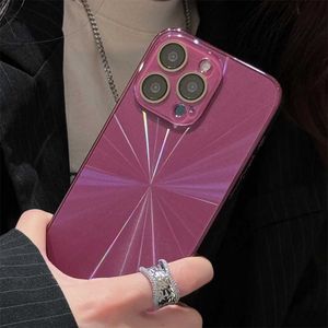 Obudowy telefonu komórkowego Luksusowy lśniąca laser aurora Soild Color Splating Case do telefonu 15 14 13 Pro Max Slim Glass Lens Cover Cover Fundda