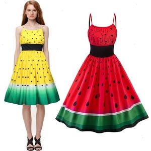 Sommerstitching -Hosentender Kleid Casual Party Strand Damen Watermelonen Druck