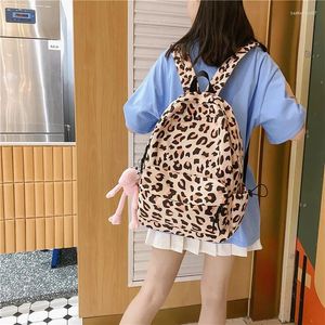 Rucksack große Kapazität wasserdichte Mode Nylon Frauen Frauen Leopard Print Travel Girls Schultasche