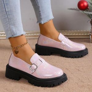 Casual Shoes 2024 Spring And Autumn Outwear Round Headed Square Heels Women's Single Comfortable Unique