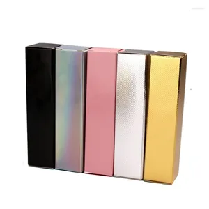 Lagringsflaskor Anpassad logotyp LipGloss Packaging Box Holographic Paper Boxar för rör Lipstick Lip Blam Packing 25 115mm