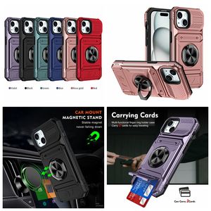 Porta del supporto per auto Falc di anello di dito per dito per iPhone 15 Pro Max 14 Plus 13 PC Hard PC TPU DEFENDER Armatura Combo Heavy Hybrid Slot Shock Impact Impact Cavitore Coperchio