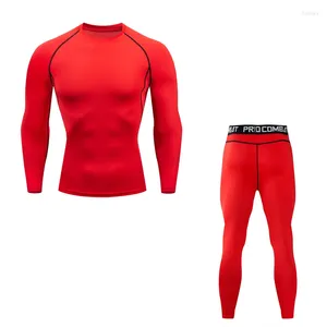 Roupa térmica masculina Long Set Fitness Base Camada de compressão Sportswear Men Roupas de inverno