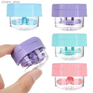 Sunglasses Cases 1PC Contact Lens Cleaner Case Portable Manually Rotatable Contact Lens Case Plastic Container Storage Holder Eyewear Container Y240416