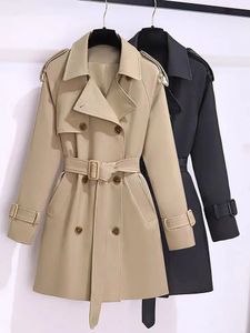 Evnisi Donne a doppio petto di trench Slim OL Trench con cintura Women Elegant Windbreaker Autunno Inverno Streetwear 2024 240415