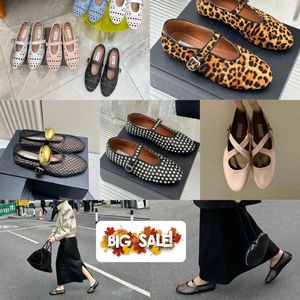 With Box Designer Sandal ballet slipper slider flat dressing shoes dancing Women round toe Rhinestone Boat shoes Luxury leather shoes size 35-40