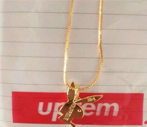 Designer Rabbit Long Necklace for Men and Women 14K gold Plated necklace Hiphop BRAND Charm Chain Hip Hop Jewelry Christmas Gifts6548841