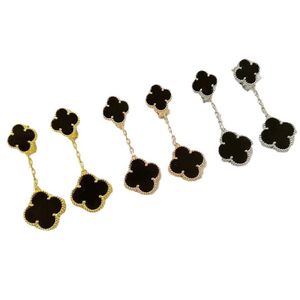 Original brand Van Natural Malachite Diamond Clover Two Flower Earrings Personalized Light Luxury High Quality With logo GHUP
