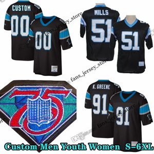 Anpassad 75th Vintage 51 Sam Mills 1996 Football Jersey 91 Kevin Greene 53 Brian Burns 54 Shaq Thompson 76 Russell Okung Teddy Bridgewater 12 D.J. Moore 21 Jeremy Chinn