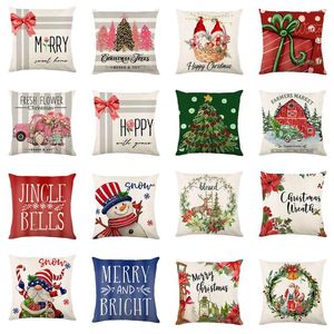 Pillow Linen Printed Cover For Sofa And Headrest Simple Modern Decorative Letter Waist Pad Festive 2024