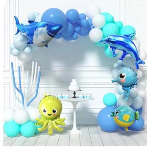 Party Decoration Standing Underwater World Ocean Theme Balloon Set Arch Blue Mint Marine Life Children's Birthday