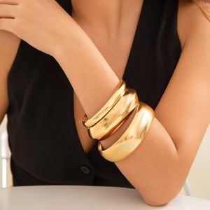 Boho Multilayer Einfache Goldfarbe Metallarmband für Frauen Vintage Mode Armbänder Punk Party Schmuck Accessoires Geschenk