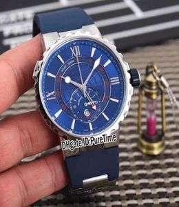 2021 New Regatta 1553155343 Miyota Quartz Chrono Mens Watch Steel Case Blue Dial Rubber Sports Watches Puretime UNB116a17917969