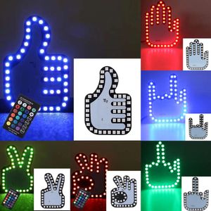 Neues Auto lustiger Finger mit Fernbedienung LED Lumined Geste Light Hand Lamps Aufkleber Glühplatte für die hintere Windschutzscheibe