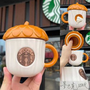 Vattenflaska Starbucks Cup Mid Autumn Day Forest Maple Leaf Moon Rabbit Acorn Fox Bear Mark Glass Straw Thermos Cup Cover L48