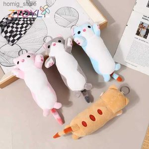 Lovely Long Cat Plush Doll Toys Soft Stuffed Animal Keychain Ryggsäckhäng för barn flickor födelsedagspresenter y240415