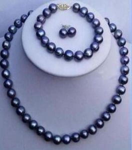 Black Tahitian 910 mm South Sea Pearl Necklace Armband Earring Set 18quot 75quot31358157045950