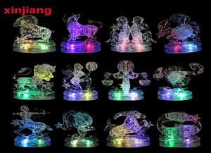 Monteringshoroskop 3D Crystal Puzzle Flashing LED Light Kids 12 Constellations Horoskop Jigsaw Puzzle Toys for Kids Gifts Y20046506907