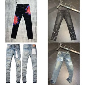 Lila Marke Designer Männer Stickerei Ripped Trend Women Vintage Pant Casual Solid Classic Gerade Jean für männliche Motorrad -Herren Jeans Rock Revival s s