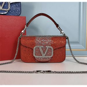 Shoulder Vlogoo Designer Bag Woman Vallentinos New Bags Luxury Portable Small Square Crystal Letter Handbag Brass Magnetic Single Buckle Light Messenger SBW6