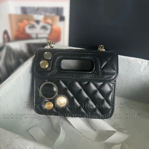 12A Upgrade Mirror Quality Designer Classic Flap Quilted Bag 20cm Small Handbags Womens Luxury äkta läder Black Charm Purse Shoulder Box Väskor