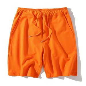 Mens Summer Orange Beach Shorts Loose Casual 100Cotton пробегает мужчины, женщины, эластичные талию, упражнения по спортивному тренажерному зал.