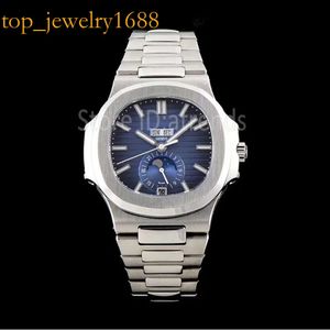 Top Stylish Automatic Mechanical Self Winding Watch Men Sier Dial 40mm Cal.342s Classic Design Moon Phase Wristwatch Casual Stainless Steel Band Clock PP55