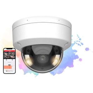 High Definition 4MP Full-Time Color Dome IP Camera with Built-In Microphone, Wide-Angle Lens, and H.265+ Compression for Indoor/Outdoor Use - Compatible with Hikvision