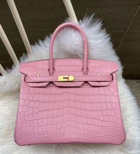 luxury bag brand totes 25cm real matte crocodile handbag fully handmade stitching pink yellow light green colors wholesale price fast delivery