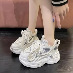 Casual Shoes Fashion High Platform Sneakers Women Spring Autumn Lace Up Comfort Ventilate Non-slip Wedges Height Increasing Footwear