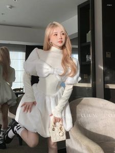 Abiti casual 2024 inverno Short Party Short Y2K Mini abito Donne Elegante maglieria Slim Lolita Kawaii One Piece in stile coreano
