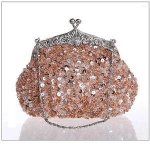 Evening Bags 2024 Vintage Beaded Bag Embroidered Handbag Diamond Sequined Clutch Hand Bride