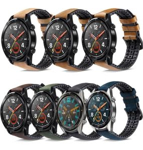 Watch Bands 20mm 22mm Guida cinturino in silicone in pelle vera per Huawei GT 2 42mm 46mm 2E GT2 Pro Honor MagicWatch Wristband5796722