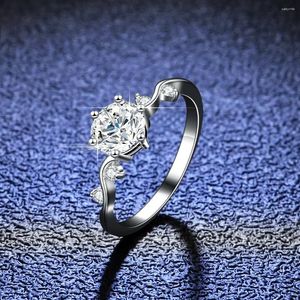 Pierścienie klastra luksus 18K biały złoty kwiat pierścionka z diamentem dla kobiet wieczne biżuterię ślubną prawdziwe 1 akcesoria panny młodej moissanite