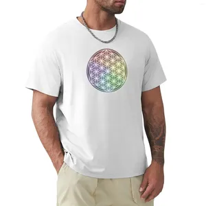 Polos de polos masculinos Brilhante Bright Flower of Life T-shirt Blacks Gráficos Roupos hippie Summer Fruit The Loom Mens T camisetas