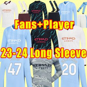 Fans player 23 24 HAALAND SOCCER JERSEYS GREALISH MANS CITIES RUBEN MAHREZ BERNARDO DE BRUYNE FODEN football shirt uniform long sleeve third away man city