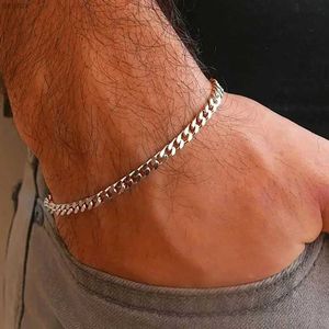 Bangle 3/5/7MM Width Cuban Link Chain Bracelet Homme Stainless Steel Bracelets For Men Bangles On Hand Leg Fashon Accessories JewelryL240417