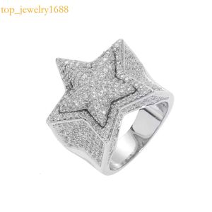 Bandringe HipHop Männer Frauen Fein Schmuck aus Gold plattiert Sterling Sier VVS Moissanit Diamond Star Ring mit GRA -Zertifikat