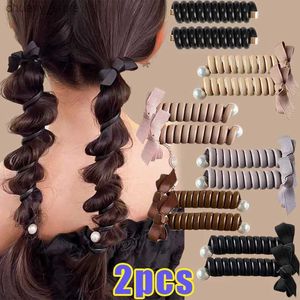 Haarkautschukbänder Korean Bow Elastic Gummi -Gummi geeignet für Frauen Telefonleitungen Haarbindungen kreisförmige Spiralspulen Stirnbänder Pferdeschwanzhalterung AC Y240423 4xih