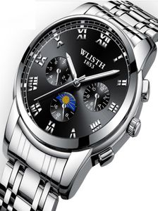Wlisth Brand Quartz Mens Watch con sottodiale non funzionante quadrante luminoso Life impermeabile in acciaio inossidabile Bracciale business Wat8970542