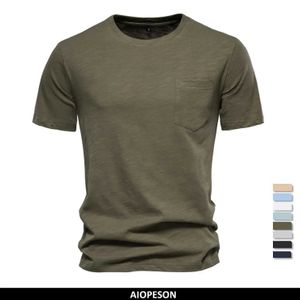 Herren-T-Shirts 100% Baumwoll Herren T-Shirts Single Pocket Mody Mody Color Casual T-Shirts für Männer Brandqualität Tops T-Shirts Neue Sommer