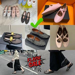 With Box Dress Shoes Designer Sandal ballet slippers slider flat dancing Womens round toe Rhinestone Boat formal office Luxury riveted buckle shoes GAI 35-40