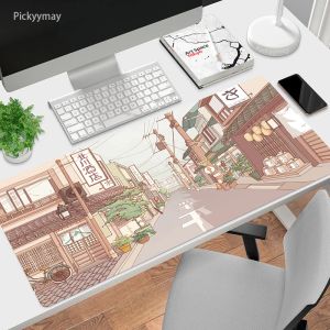 Pads anime Street Mouse Pad Gamer Duże zamek krawędź Śliczna gawa gier Mousepad Niezdłuszczone gumowe komputerowe matę myszy myszy