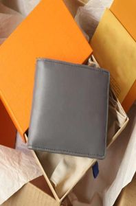 Ny designer plånbok män kvinnor korta plånböcker 5a högkvalitativa kreditkortshållare grå läder kort ficka modeväska med seriell 5983013